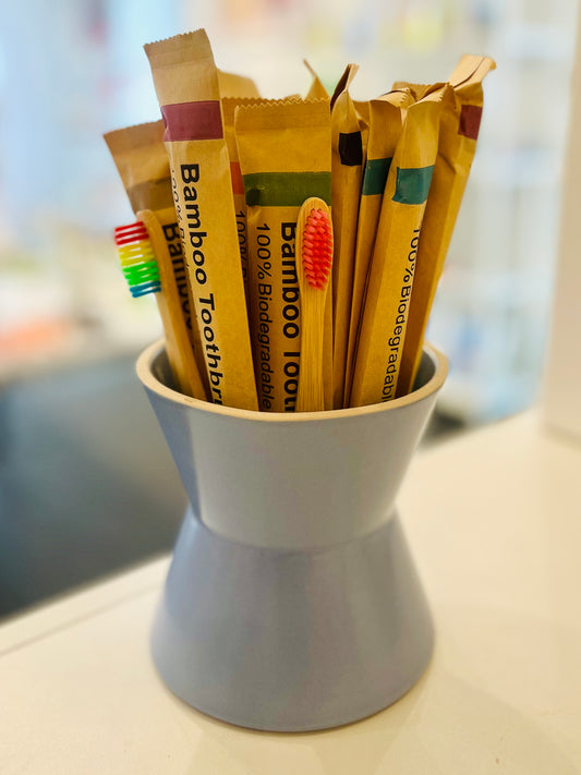 Colorful, bamboo toothbrush