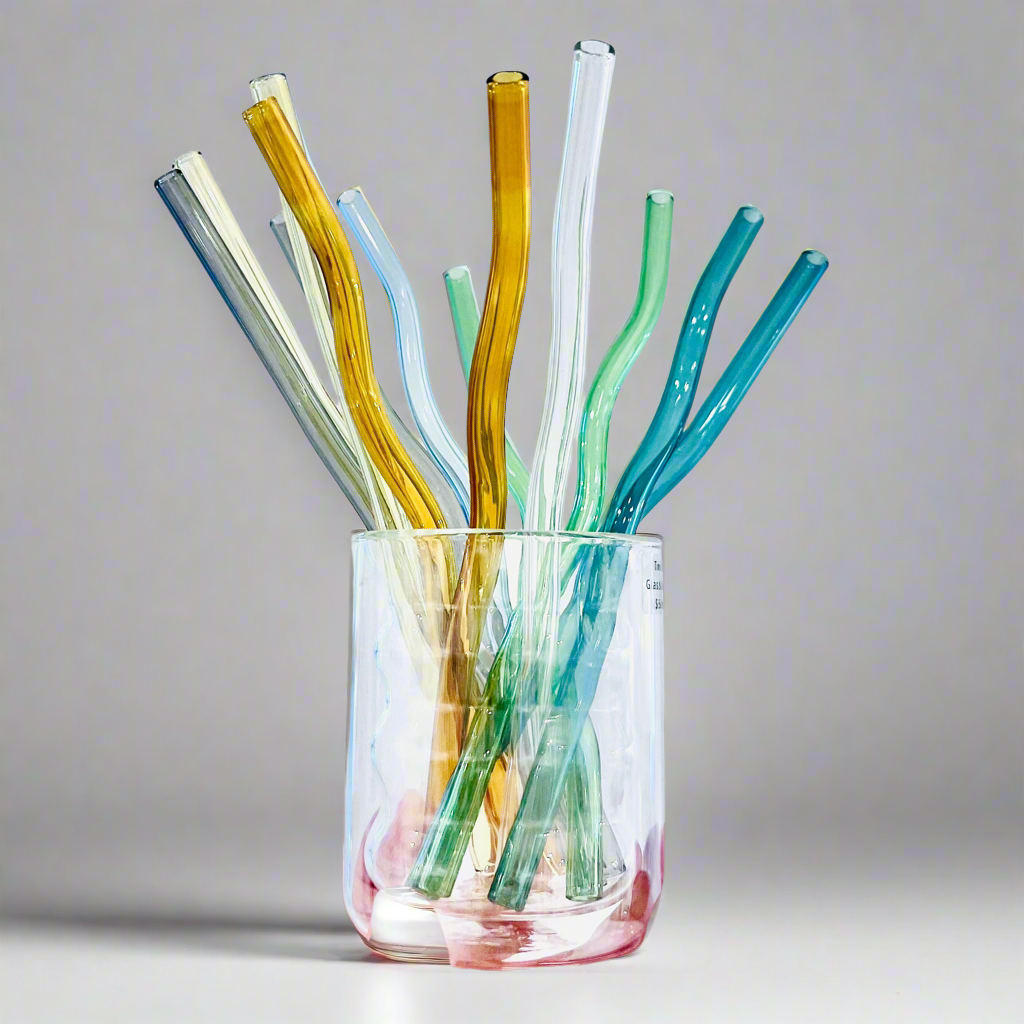 Twisty Glass Straws, Assorted Colors