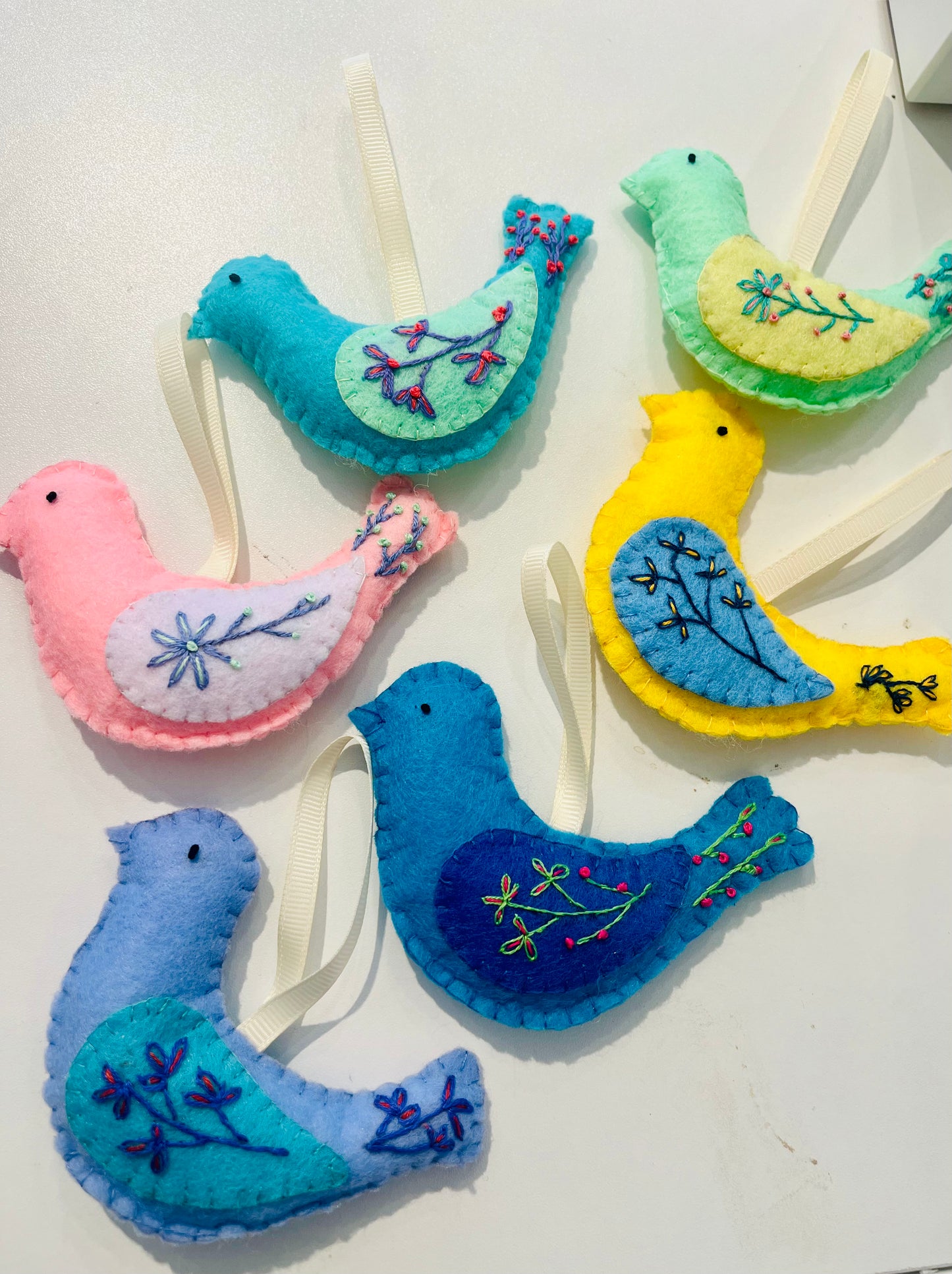 Handmade Embroidered Felt Bird Ornament