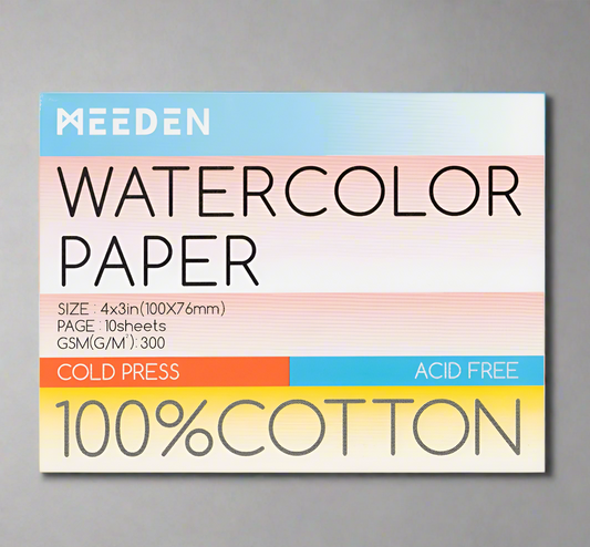 Meeden 100% Cotton Watercolor Paper, 10 sheets, 4”x3”