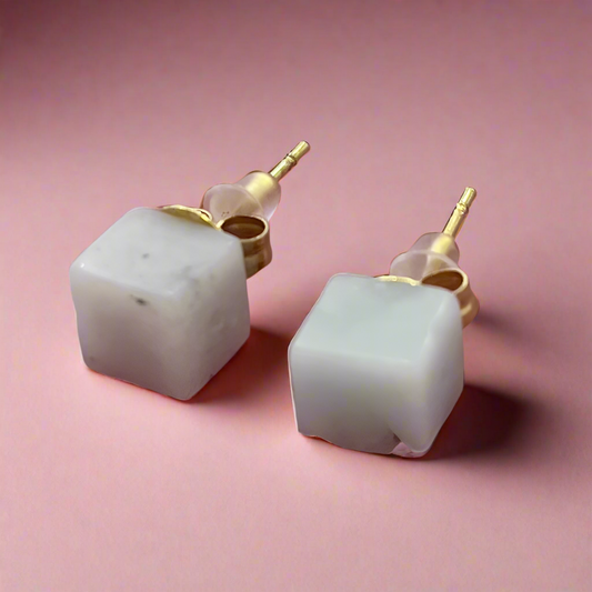 Funny Bunny Square Amazonite Stud Earrings