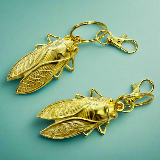 Cicada Brass Keychain Charm