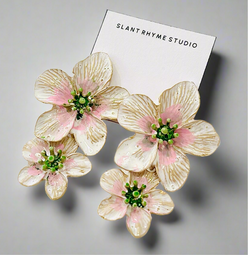 Hand Painted Floral Blossom Earrings