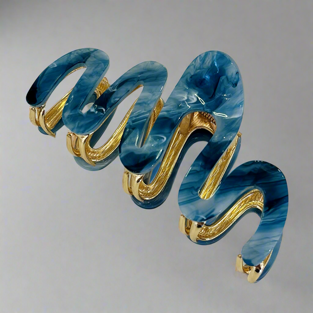 Large Metal and Acetate Squiggle Hair Claw Clips