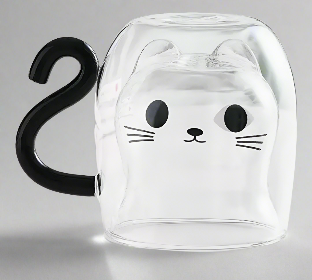 Yami Double walled Glass Kitty Cat Mug