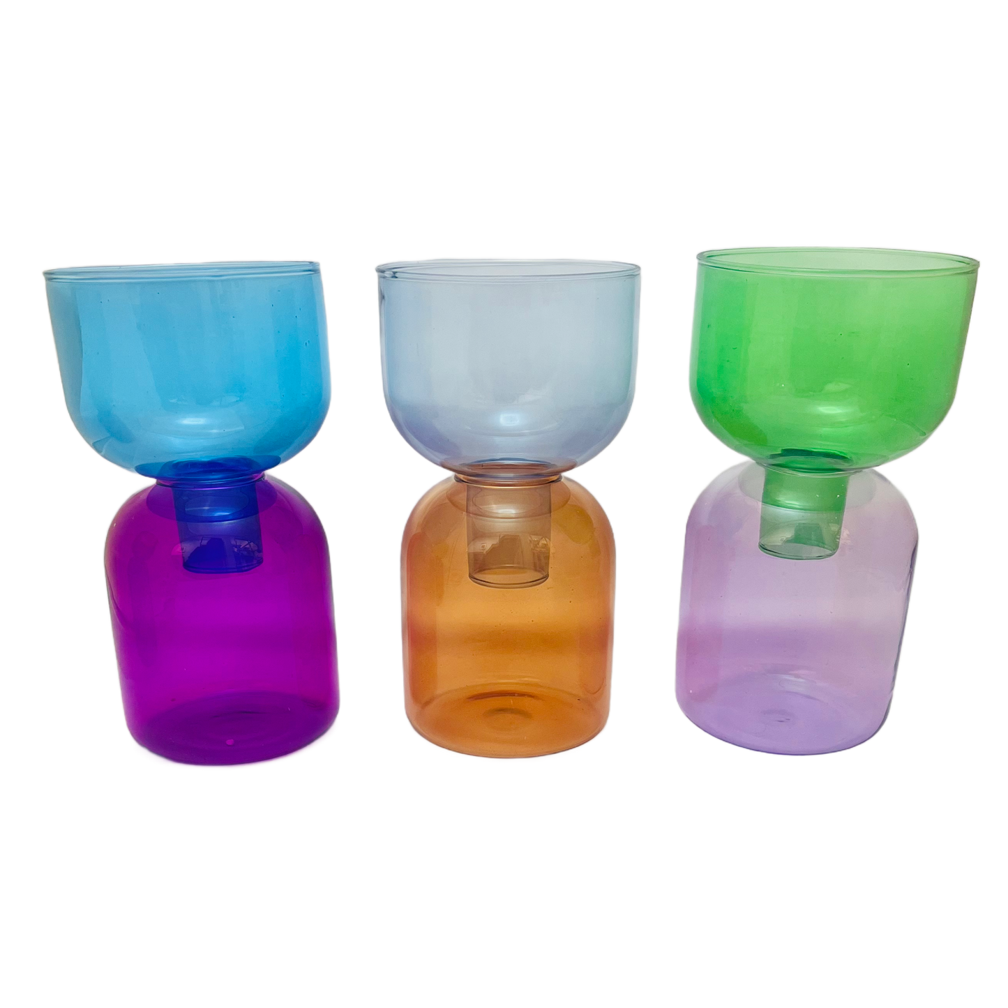 Bellezza Vetro Stacking Multicolored Glass Candle Holder and Vase