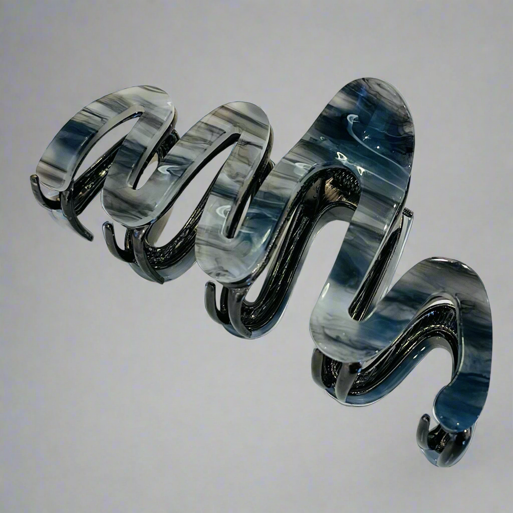 Large Metal and Acetate Squiggle Hair Claw Clips