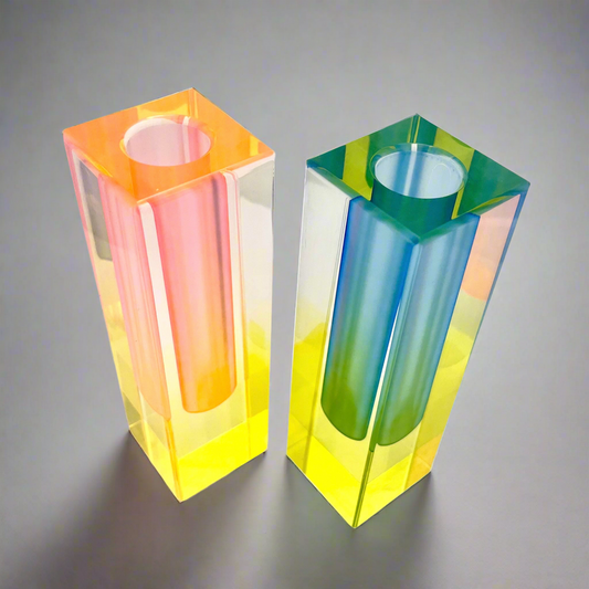 Studio Hattern “Mellow” Lucite Prism Vases