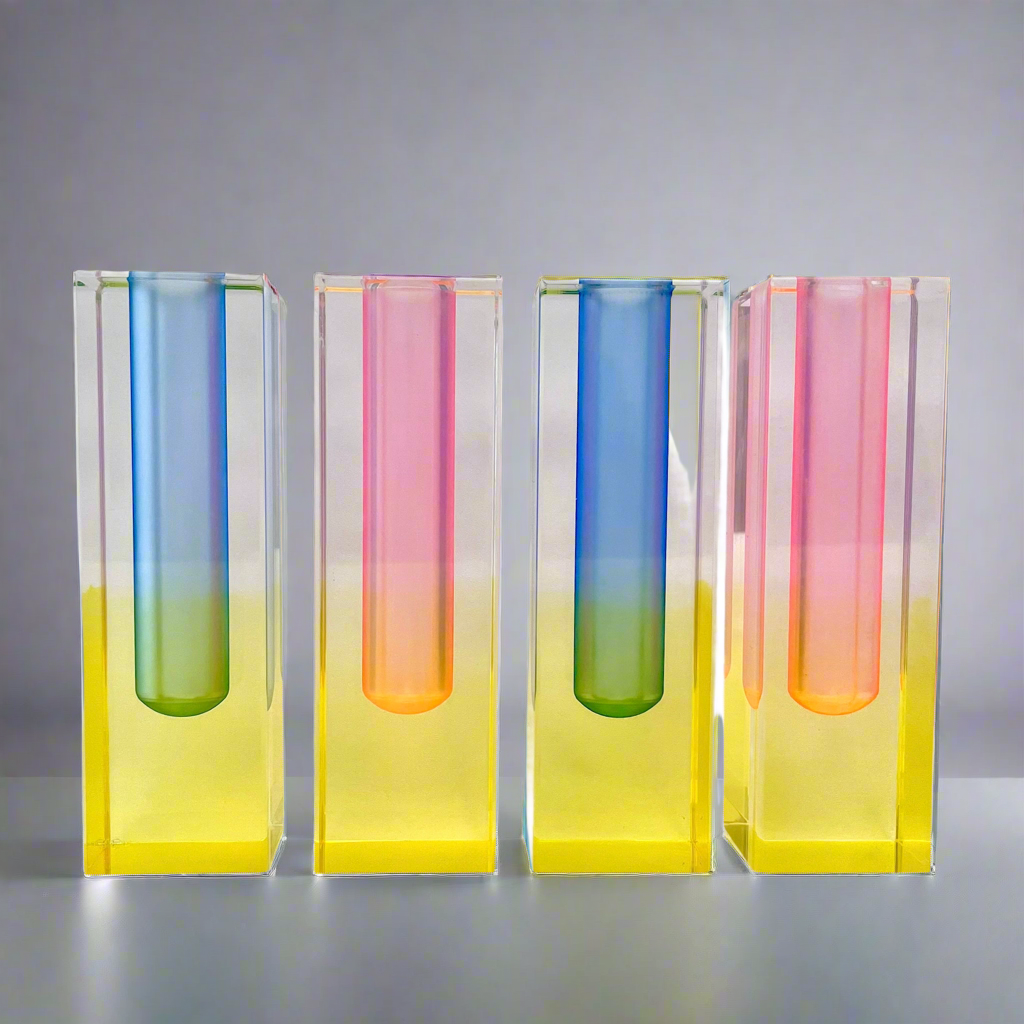 Studio Hattern “Mellow” Lucite Prism Vases