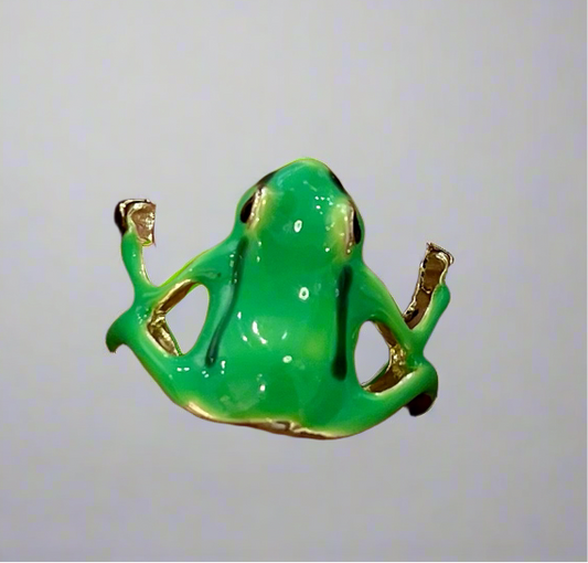 Adjustable Metal Tree Frog Ring, Blue or Green