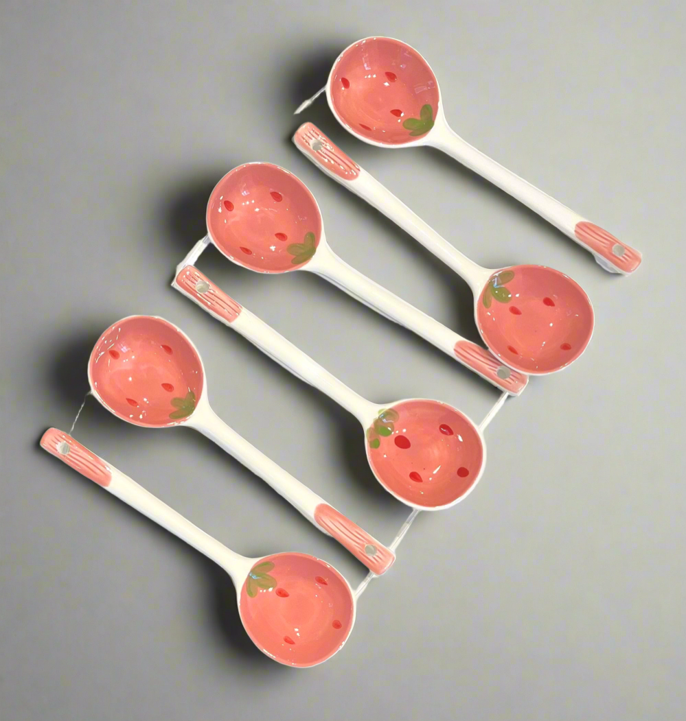 Hand-Painted Ceramic Strawberry Spoons