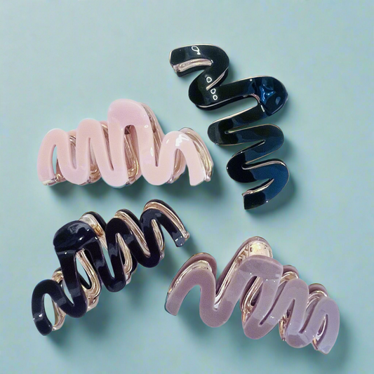 Small Metal and Acetate squiggle hair claw clip