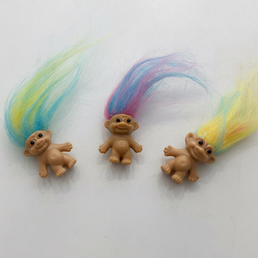 Mini Troll figures, hair dolls