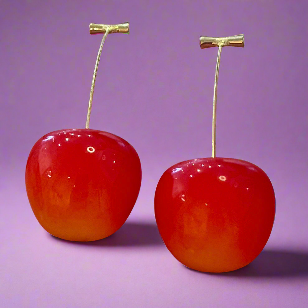 Cherry earrings, Large, Varied Colors