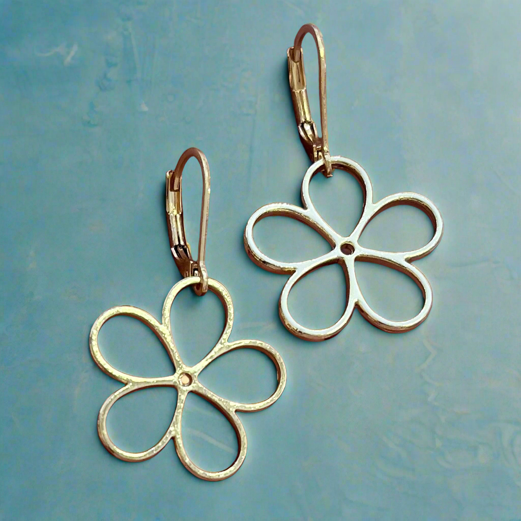 Golden Flower Dangle Earrings