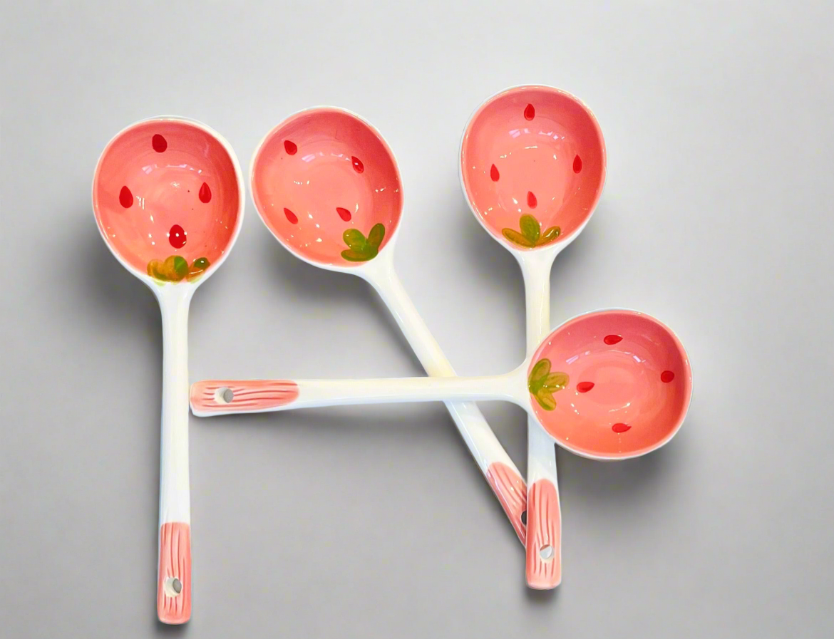 Hand-Painted Ceramic Strawberry Spoons