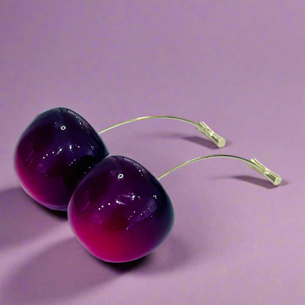 Cherry earrings, Large, Varied Colors