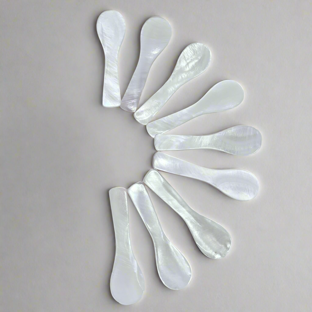 Small White Shell Condiment Spoon