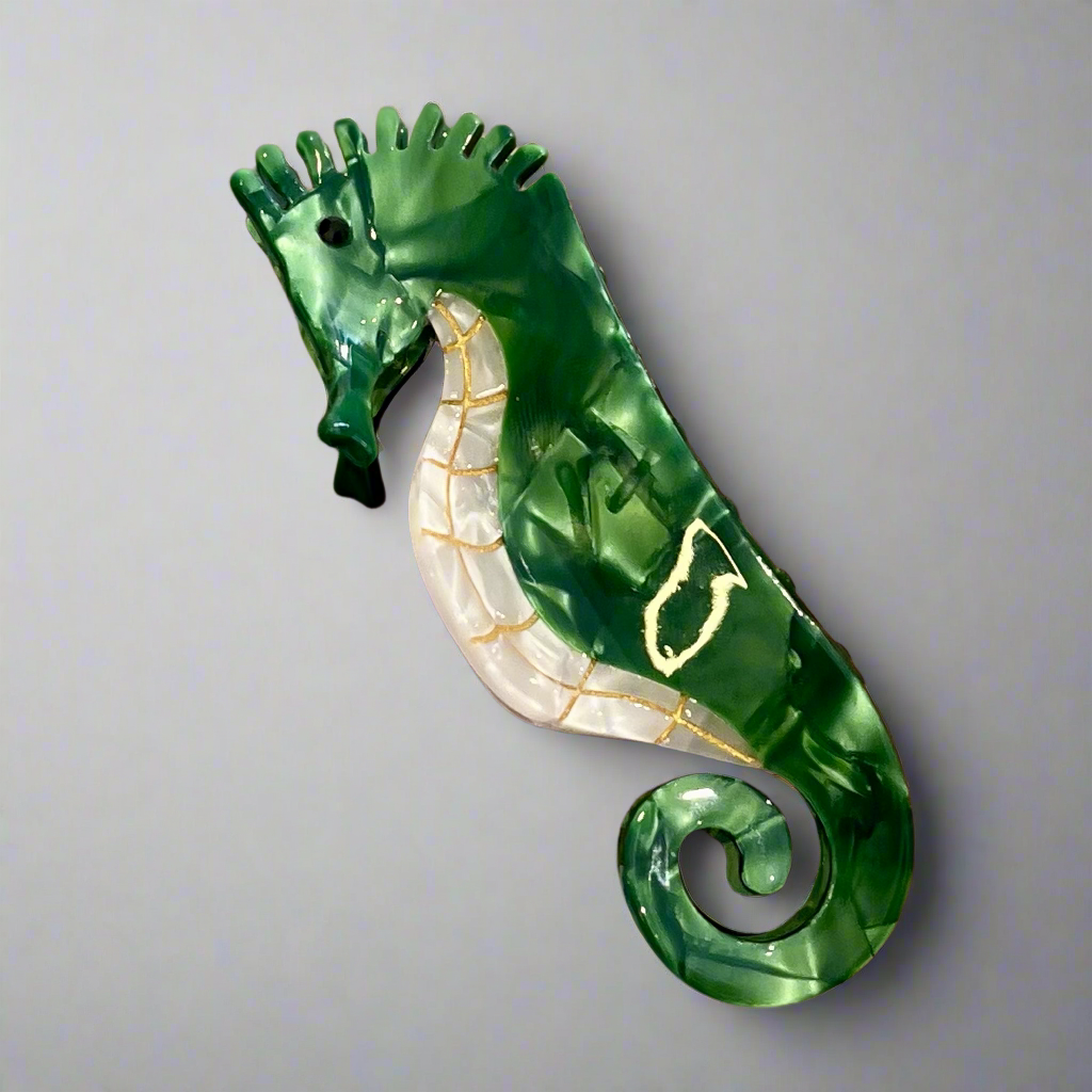 Green Seahorse Claw Clip