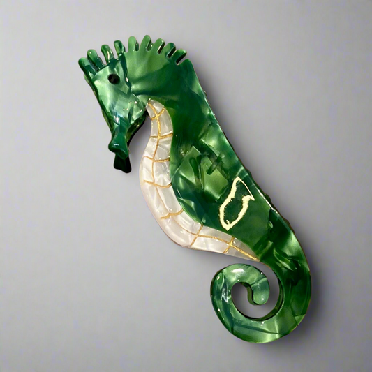 Green Seahorse Claw Clip