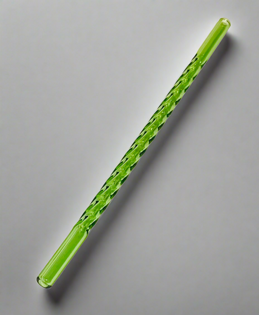 Twisty Spiral Green Glass Straw