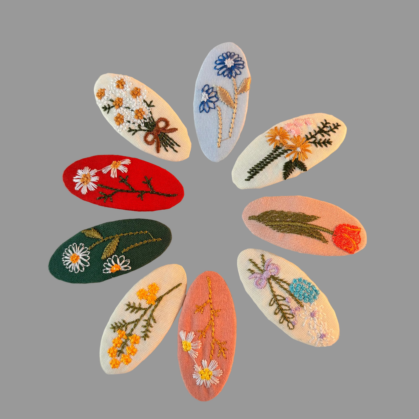 Fabric Embroidered Barrette Hair Clip