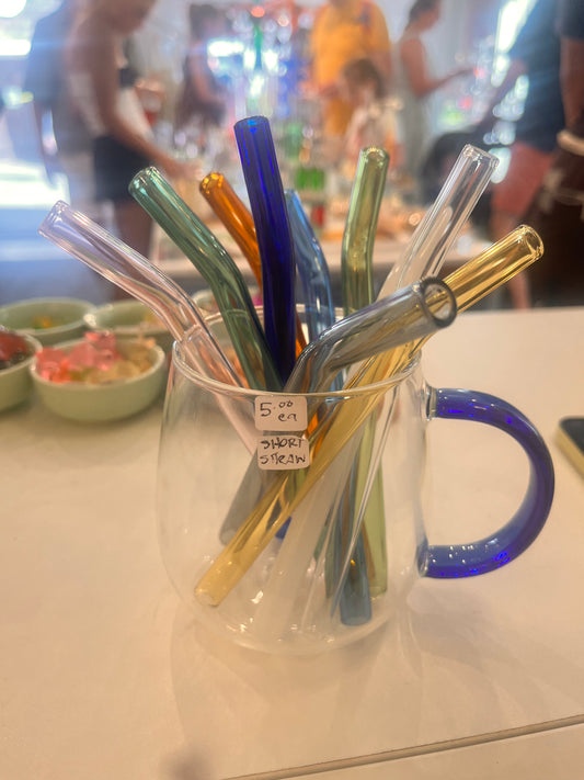 Bent glass straws, small short or tall